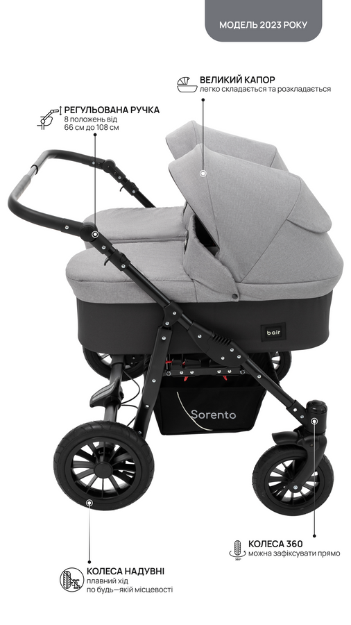 Коляски для двойни 2 в 1 Bair Sorento DUO 01