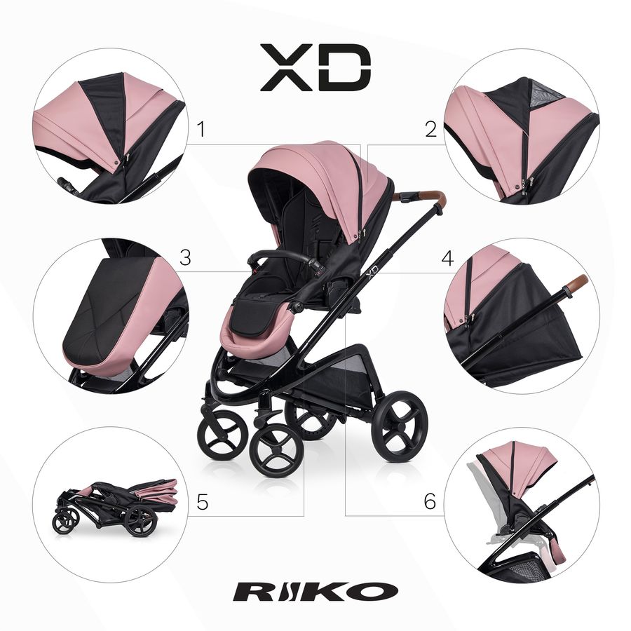 Дитяча уіверсальна коляска 2 в 1 Riko XD PRO 03 Energy Pink